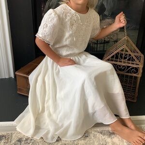 Vintage Girls Jessica McClintock Gunne Sax ivory cream Lace Dress 90s wedding 12